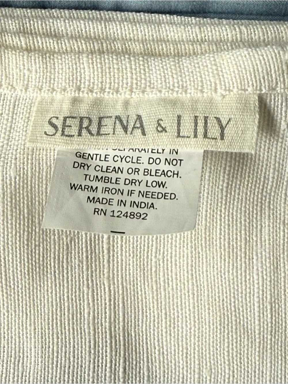 Serena & Lily Taupe Ivory Linen Table Runner 16” x 105”